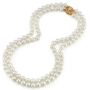 Hanadama Akoya White Pearl Double Strand Necklace