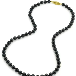 6.0-6.5mm Japanese Akoya Black Pearl Necklace- AA+ Quality