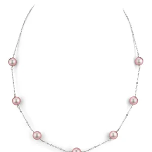 14K Gold Pink Freshwater Pearl Tincup Necklace