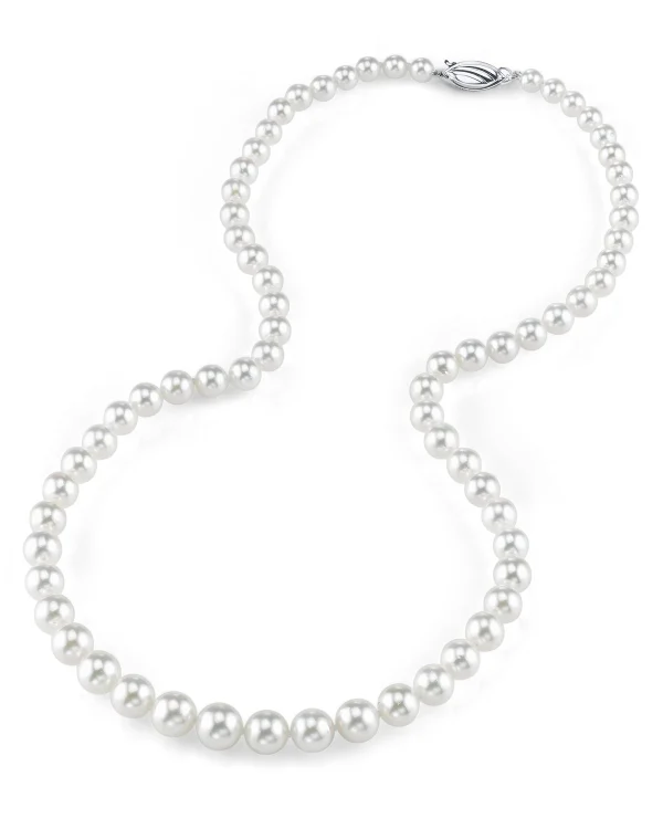 6.0-8.0mm Hanadama Graduated Akoya White Pearl Necklace