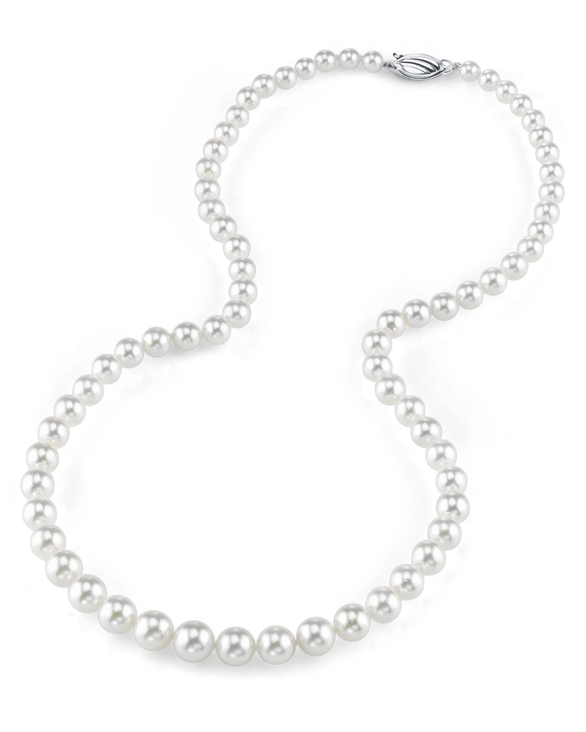 6.0-8.0mm Hanadama Graduated Akoya White Pearl Necklace
