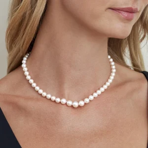 6.0-9.0mm Japanese Akoya White Graduated Pearl Necklace - AAA Quality