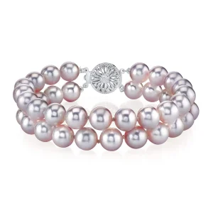 6.5-7mm Pink Freshwater Double Pearl Bracelet - AAA Quality