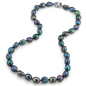 9-10mm Black Freshwater Baroque Pearl Necklace