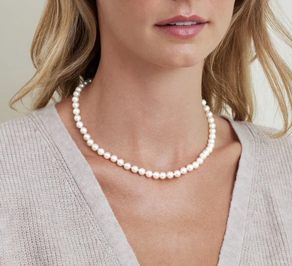 6.5-7.0mm Japanese Akoya White Pearl Necklace - AAA Quality