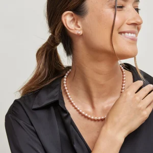 6.5-7.0mm Pink Freshwater Pearl Necklace, Bracelet & Earrings