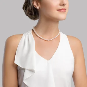 6.0-8.0mm Hanadama Graduated Akoya White Pearl Necklace