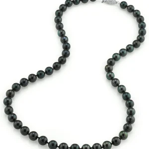 7.0-7.5mm Japanese Akoya Black Pearl Necklace- AAA Quality
