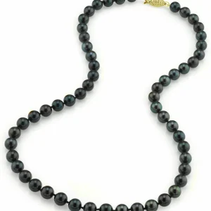 7.0-7.5mm Japanese Akoya Black Pearl Necklace- AA+ Quality