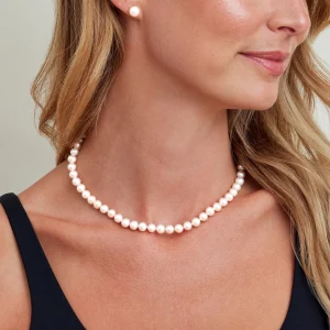 7.0-7.5mm Japanese Akoya White Pearl Necklace- AA+ Quality