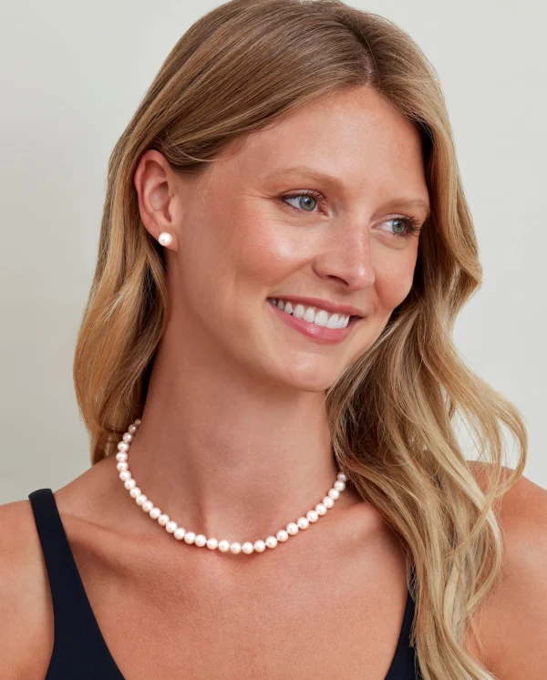 7.0-7.5mm Japanese Akoya White Pearl Necklace- AA+ Quality