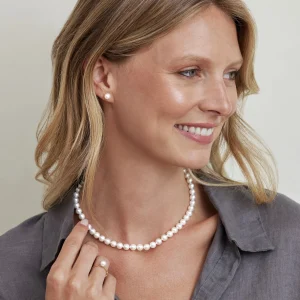 7.0-7.5mm Japanese White Akoya Pearl Necklace & Earrings