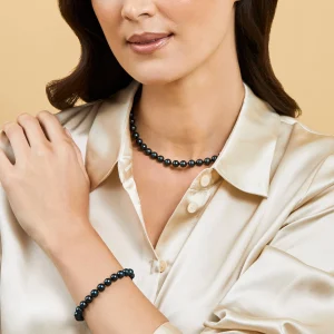 Japanese Akoya Black Pearl Sets in AAA Quality
