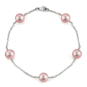 14K Gold Pink Freshwater Pearl Tincup Bracelet