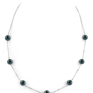 Japanese Akoya Black Pearl Tincup Necklace