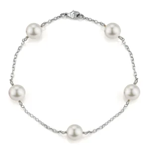 14K Gold Japanese Akoya White Pearl Tincup Bracelet