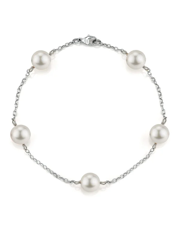 14K Gold Japanese Akoya White Pearl Tincup Bracelet