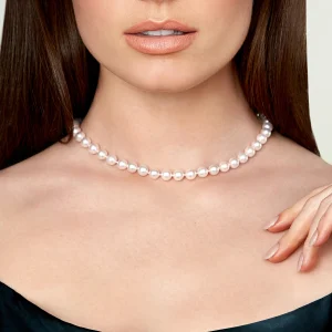 7.5-8.0mm Japanese Akoya White Pearl Necklace- AA+ Quality