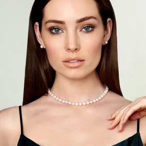 7.5-8.0mm Japanese White Akoya Pearl Necklace & Earrings