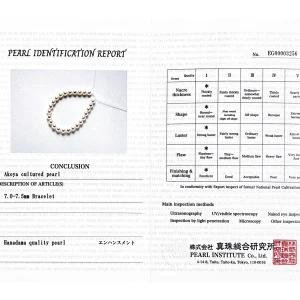 7.0-7.5mm Hanadama Akoya White Pearl Bracelet