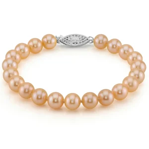7.0-7.5mm Peach Freshwater Pearl Bracelet - AAAA Quality