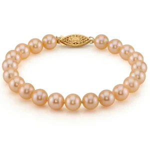 7.0-7.5mm Peach Freshwater Pearl Bracelet - AAA Quality