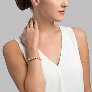 7.0-7.5mm Peach Freshwater Pearl Bracelet - AAA Quality