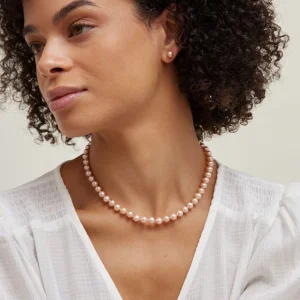 7.0-7.5mm Peach Freshwater Pearl Necklace - AAAA Quality