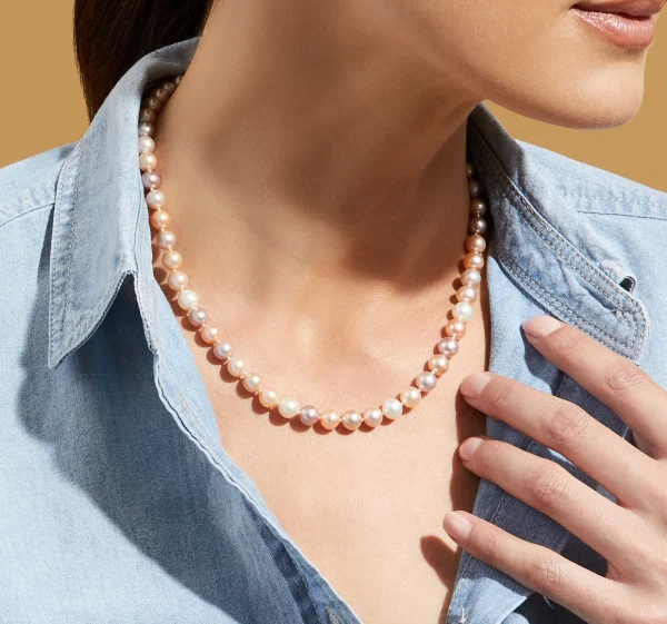 7.0-7.5mm Freshwater Multicolor Pearl Necklace - AAA Quality