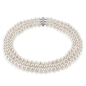 Hanadama Akoya White Pearl Triple Strand Necklace