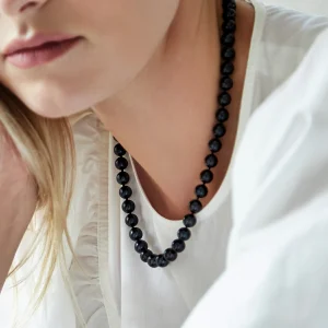 8.0-8.5mm Japanese Akoya Black Pearl Necklace- AAA Quality