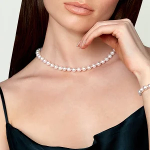 8.0-8.5mm Japanese White Akoya Pearl Necklace & Earrings