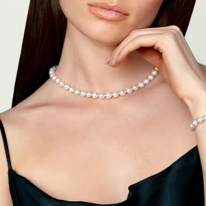 8.0-8.5mm Japanese Akoya White Pearl Necklace- AA+ Quality