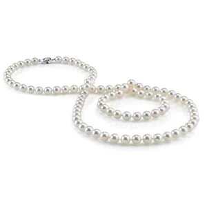 Opera Length Hanadama Akoya White Pearl Necklace