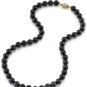 8.0-8.5mm Japanese Akoya Black Pearl Necklace- AAA Quality