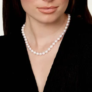 GIA Certified 8.5-9.0mm Japanese Akoya White Pearl Necklace - AAA Quality