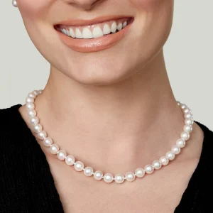 8.5-9.0mm Japanese White Akoya Pearl Necklace & Earrings