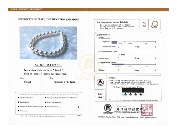 8.0-8.5mm Hanadama Akoya White Pearl Bracelet