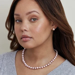 10mm Pink Freshwater Round Pearl Stud Earrings