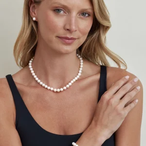 8.0-8.5mm Freshwater Pearl Necklace, Bracelet & Earrings