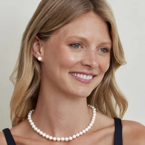 8.0-8.5mm White Freshwater Pearl Adjustable Necklace