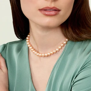 8.0-8.5mm Peach Freshwater Pearl Necklace - AAA Quality