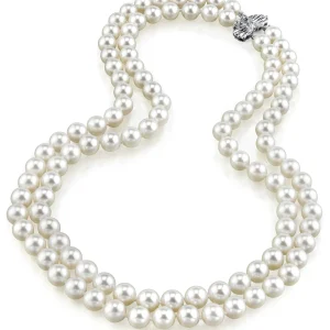 8.0-8.5mm Double Strand White Freshwater Pearl Necklace