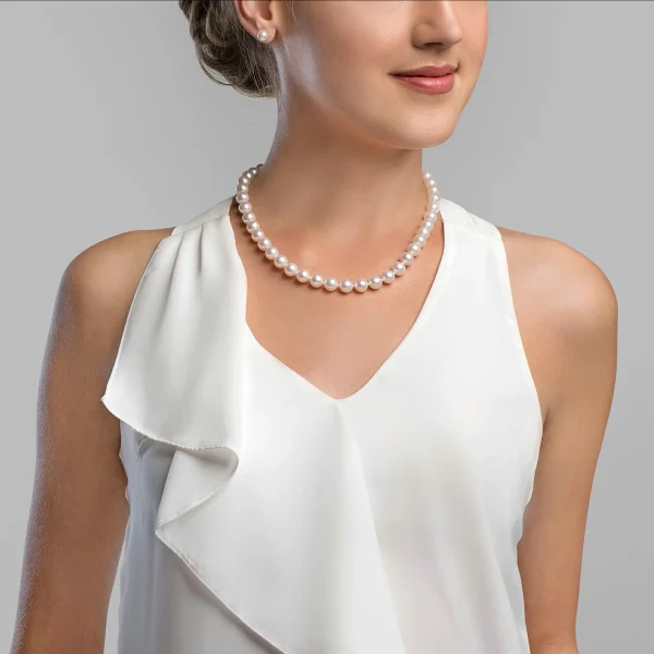 10-10.5mm Japanese Akoya White Pearl Necklace - AAA Quality