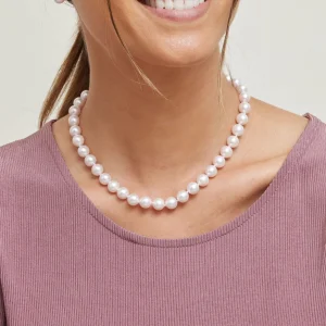 9.0-9.5mm Japanese Akoya White Pearl Necklace- AAA Quality