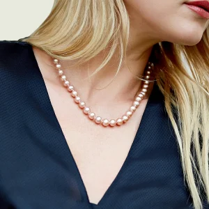 8.5-9.5mm Peach Freshwater Pearl Necklace - AAA Quality