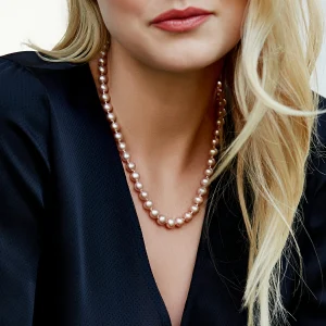 8.0-8.5mm Pink Freshwater Pearl Necklace & Earrings