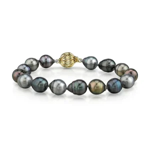 9-10mm Tahitian South Sea Multicolor Baroque Pearl Bracelet - AAA Quality