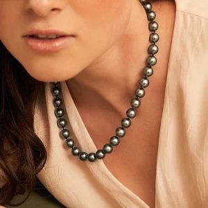 9-11.7mm Silver Tahitian South Sea Pearl Necklace - PSL Certified