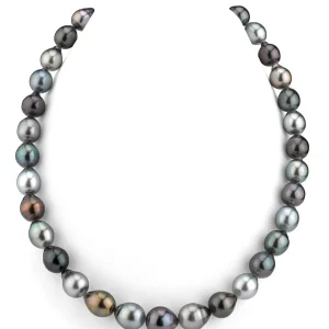 9-11mm Tahitian South Sea Multicolor Drop-Shape Pearl Necklace - AAAA Quality